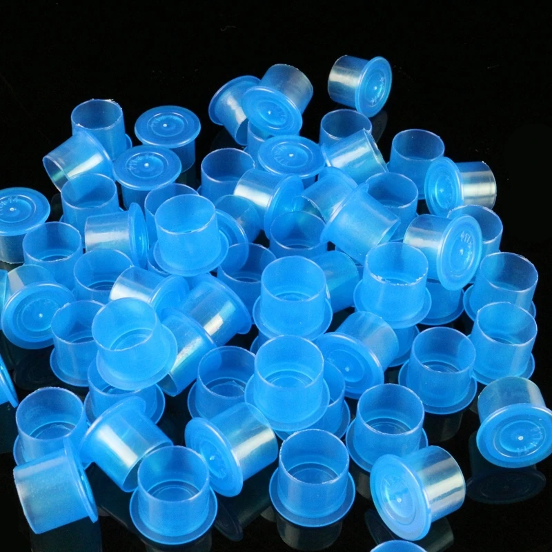 11mm tattoo inkcups Caps 1000pcs Plastic Tattoo Pigment Ink Cup Self-standing Large Size blue Supply Free Shipping | Красота и