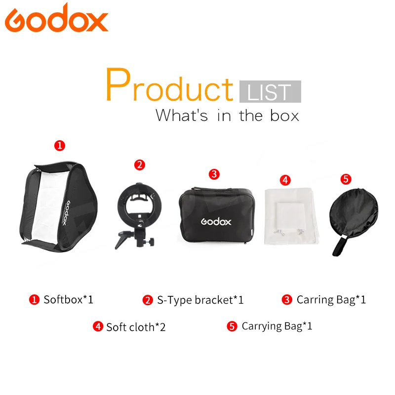 GODOX 60x60 см 24*24 дюймов складной софтбокс с s образным кронштейном стабильный