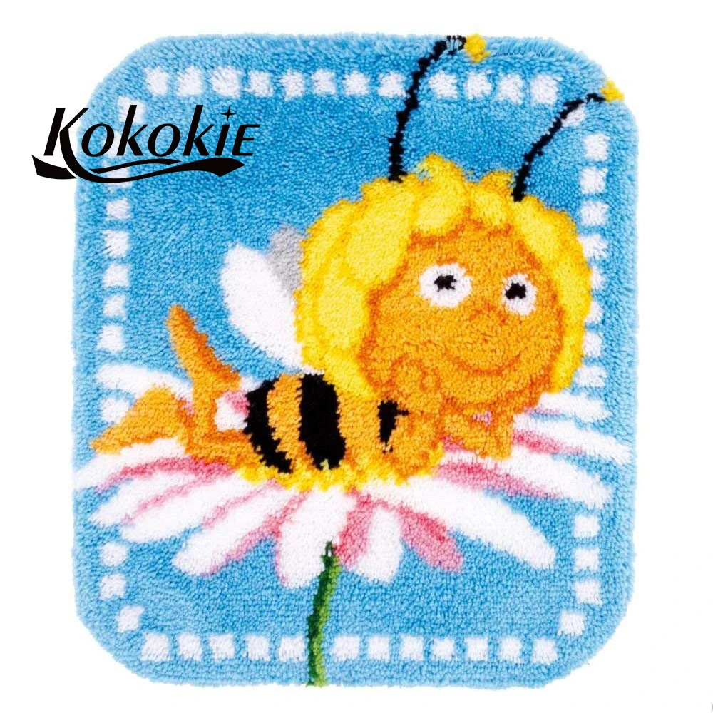 

Latch hook diy rug canvas printing vloerklee cushion embroidery yarn crocheting diy tapis bee carpet foamiran for needlework kit