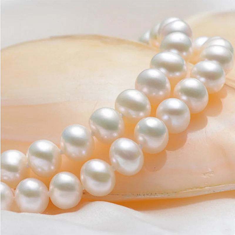 Высокое качество 8 мм почти идеальное круглое ожерелье из натурального жемчуга