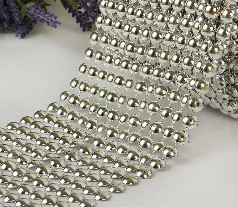 10 ярдов 12 рядов полукруглые жемчужные бусины с посеребренным покрытием гибкая