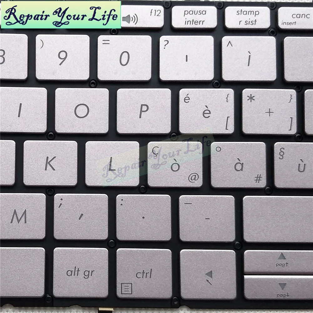Repair You Life Клавиатура для ноутбука Asus ZenBook 3 UX390UA UX390 Италия макет его с подсветкой серебристо серый новая
