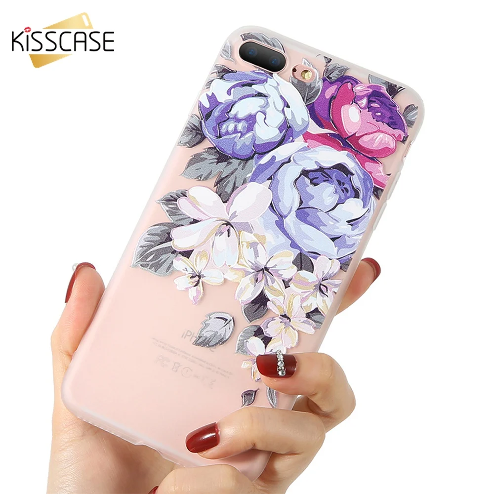 KISSCASE 3D рельефный Мягкий силиконовый чехол для iPhone 7 8 Plus Модный Стиль 5 5S SE 6 6s