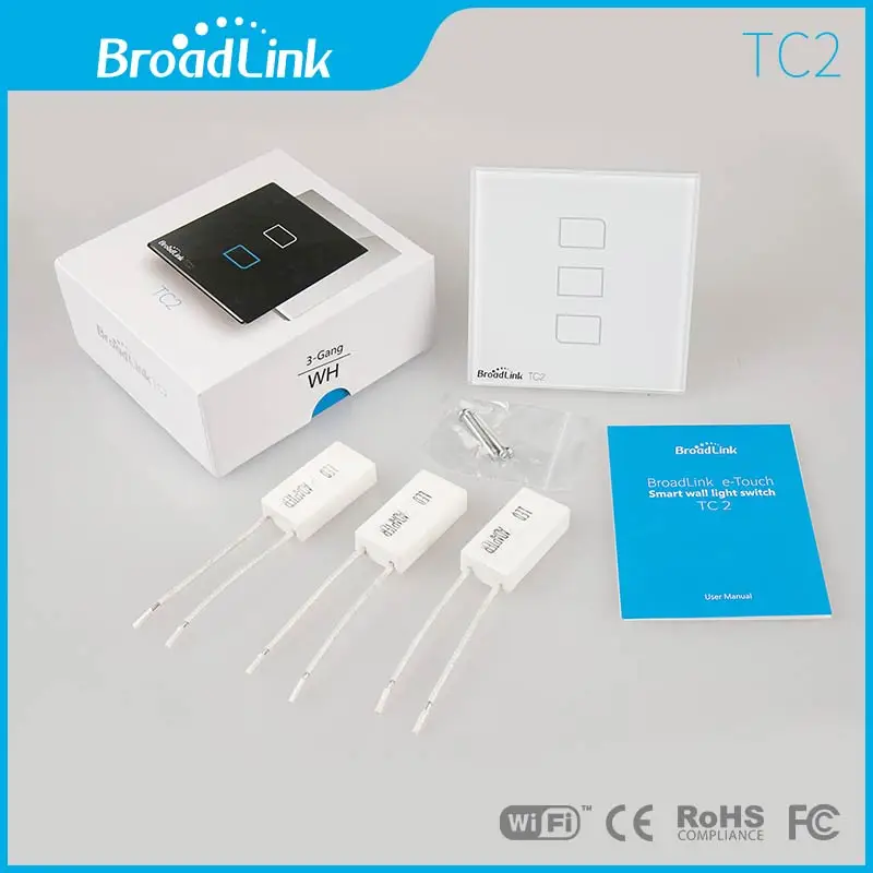 Настенный выключатель Broadlink TC2 стандарт Великобритании 1 2 3 Gang стеклянная панель