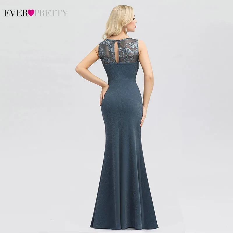 Vestido Madrinha Ever Pretty пыльно-голубой платья подружек невесты русалка с круглым вырезом