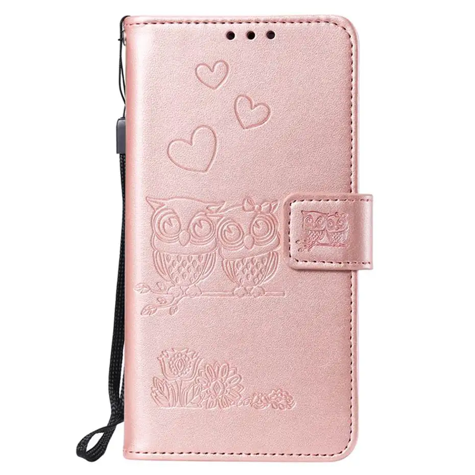 Кожаный чехол книжка с 3d рисунком совы для Samsung Galaxy S10 e S5 S6 S7 S8 S9 Plus Edge A10 A30 A40 A50 A70 M10