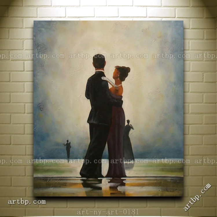 Современная картина маслом пары танцы вальс в бальный зал холсте холст стены