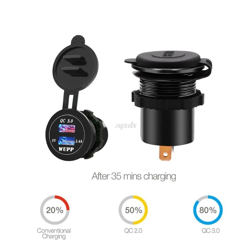 Car Quick Charger QC 3.0 Power Adapter Dual USB Vehicle DC 12 V-24 V Cigarette Socket Lighter 2 port For iPhone Android