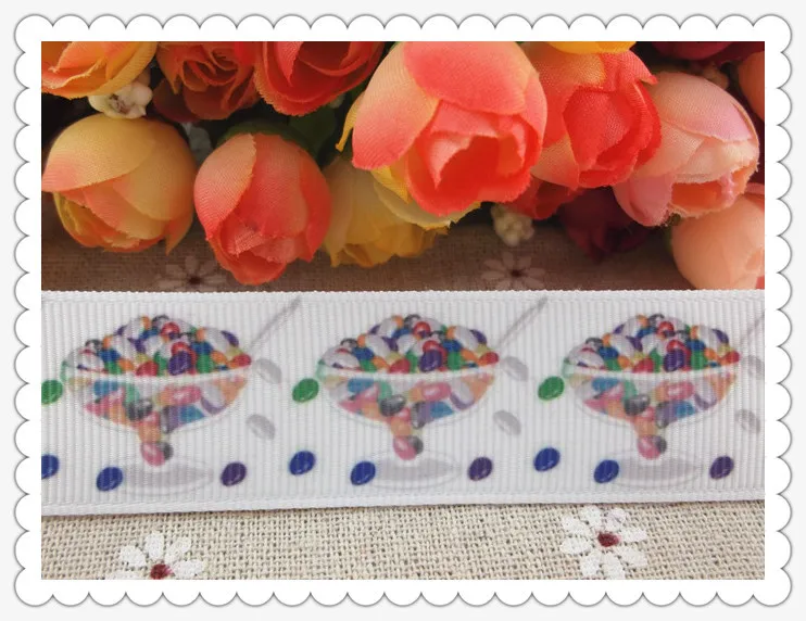 2013 Новое прибытие 1 ''(25 мм) конфеты печатных grosgrain ленты желе бобы лента для