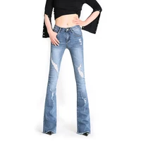 free shipping 2021 new fashion long jeans pants for women flare trousers plus size 24 32 size denim summer jeans with holes