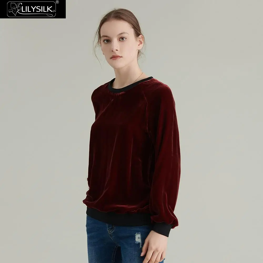 LilySilk Шелковый топ с круглым вырезом бархатный женский новый бесплатная доставка
