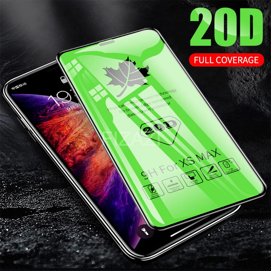 20D полное покрытие Защитное стекло для iPhone 7 8 6 6S Plus закаленное защитное экрана X XR