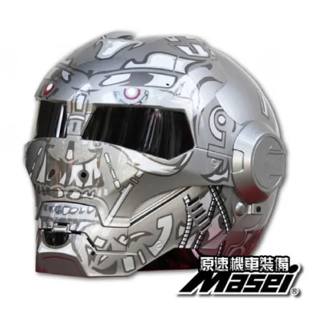 MASEI 610 IRONMAN мотоциклетный шлем Серый Терминатор для мотокросса полушлем