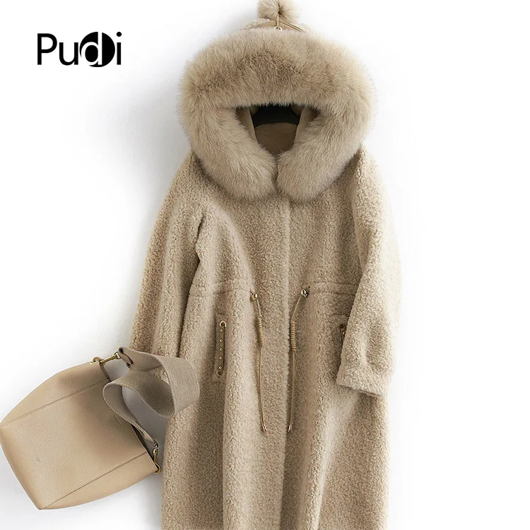 PUDI B1810106 женская зимняя теплая куртка из натурального шерстяного меха с капюшоном и воротником для отдыха, пальто для девочек, Женская куртка, пальто