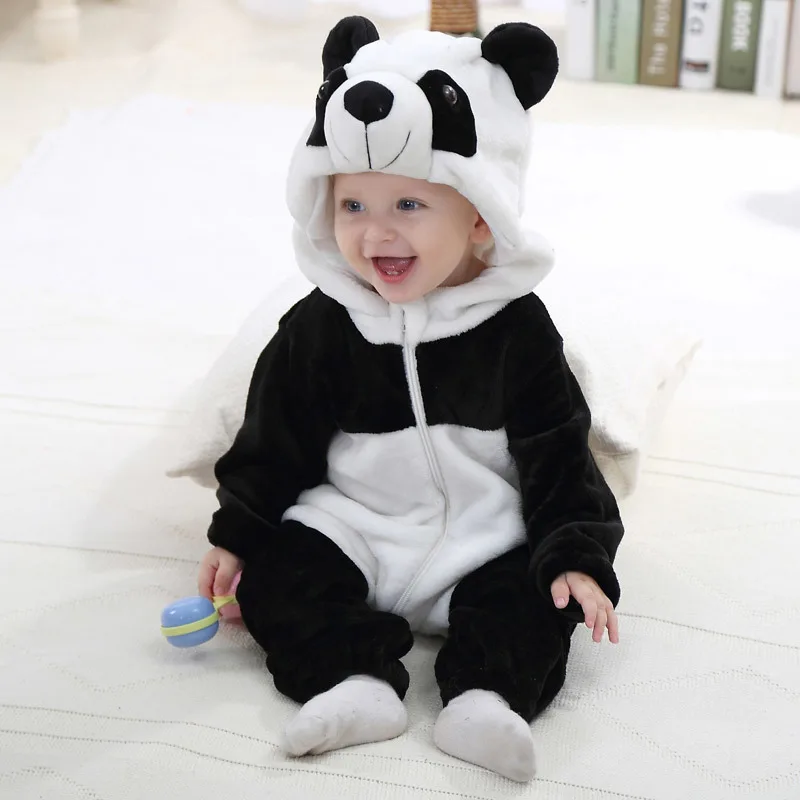 panda Миньоны комбинезон детская одежда детский костюм Новинка весны малышей ползунки фланелей с капюшоном Спортивный костюм для детей детские костюмы - Цвет: panda