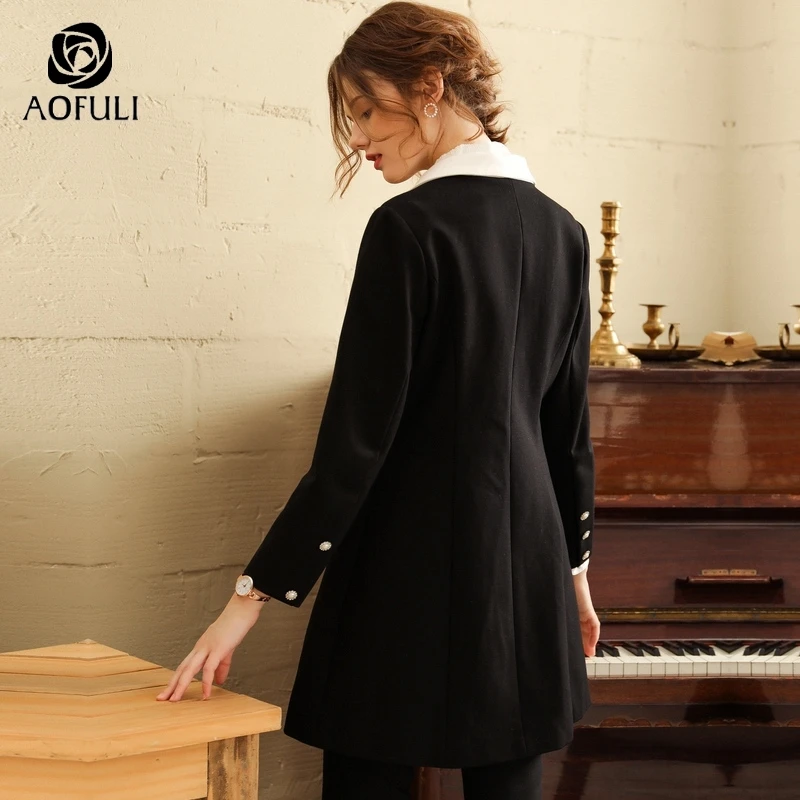 Женское пальто с тропической рыбкой S/M/L/XL зимнее черное длинное отложным