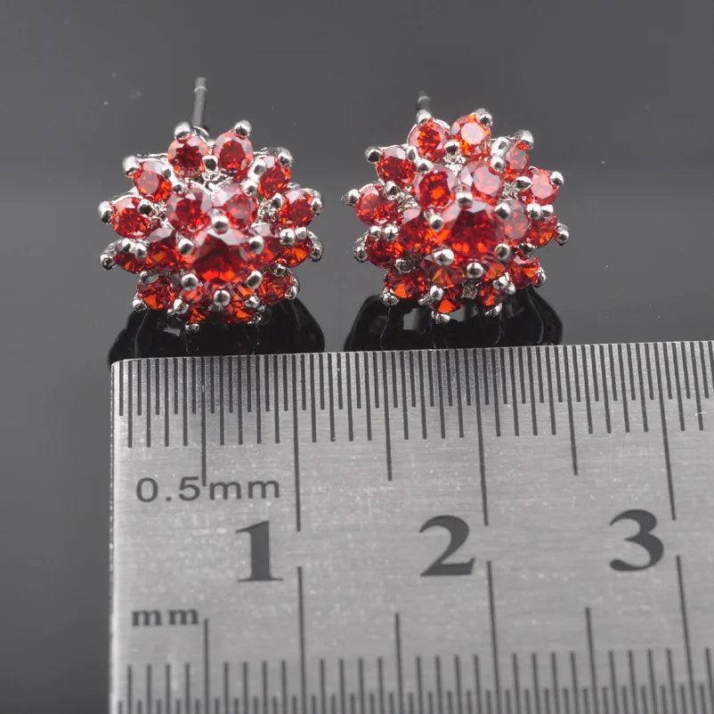 Комплект из колье и серёг с красным цирконием | Украшения аксессуары