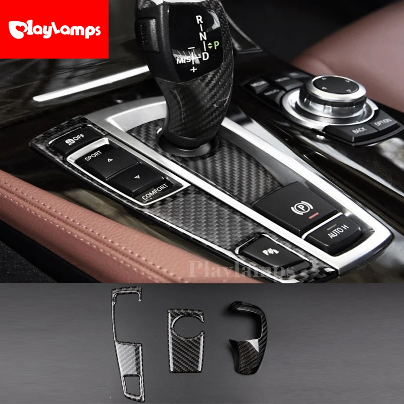 

Украшение интерьера автомобиля литье углеродного волокна для BMW F07 F10 F25 F26 автомобиля переключения передач Панель рамка наклейки для 5 серии ...