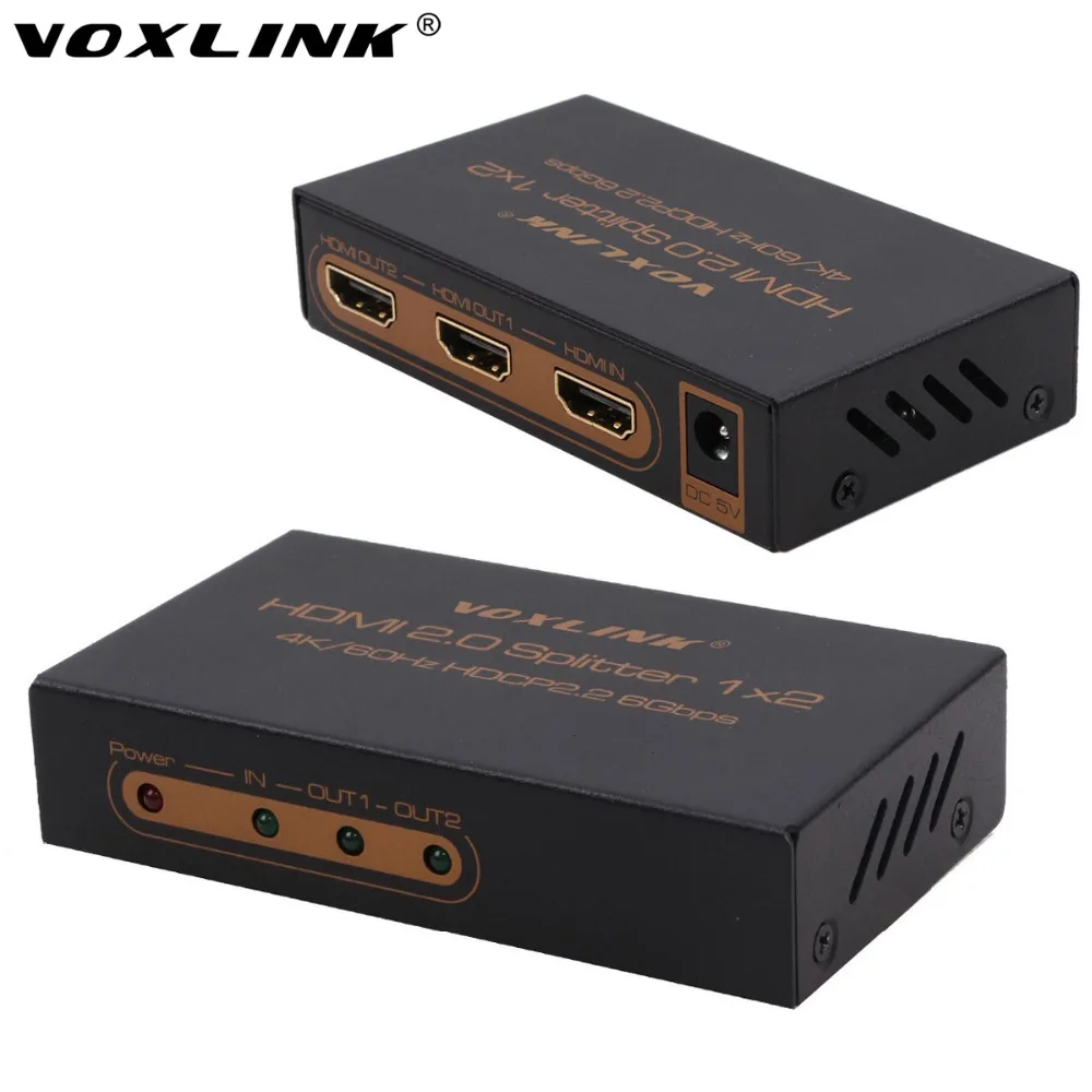 Voxlink HDMI 2.0 Splitter 1x2 1080 P 4 К x 2 К/60 Гц Switcher 1 в из Поддержка hdcp2.2 3D для ПК DVD stb|splitter 1x2|hdmi
