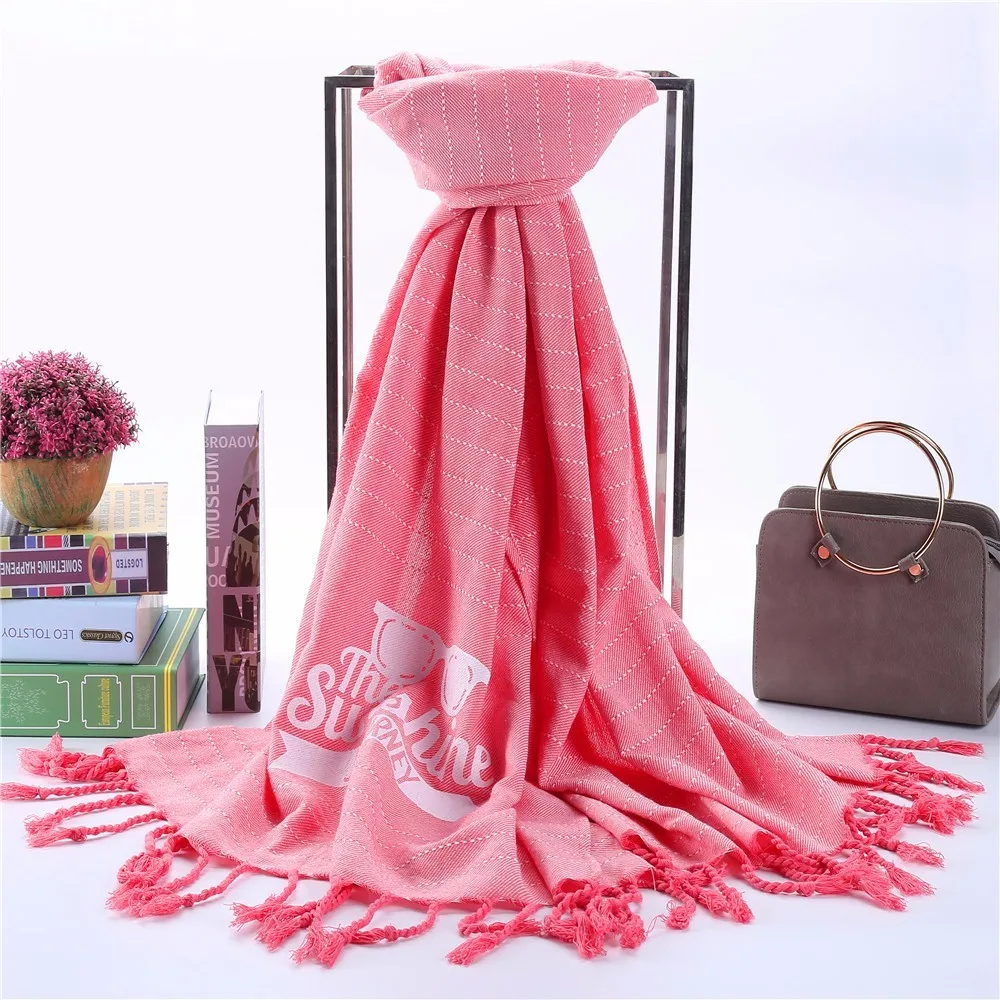 

Czhcqq Cotton Pink Sunshine Beach Scarf Shawls Boho Poncho Cape Woman Pashmina Feel Korean Style Kawaii Frings Fashion