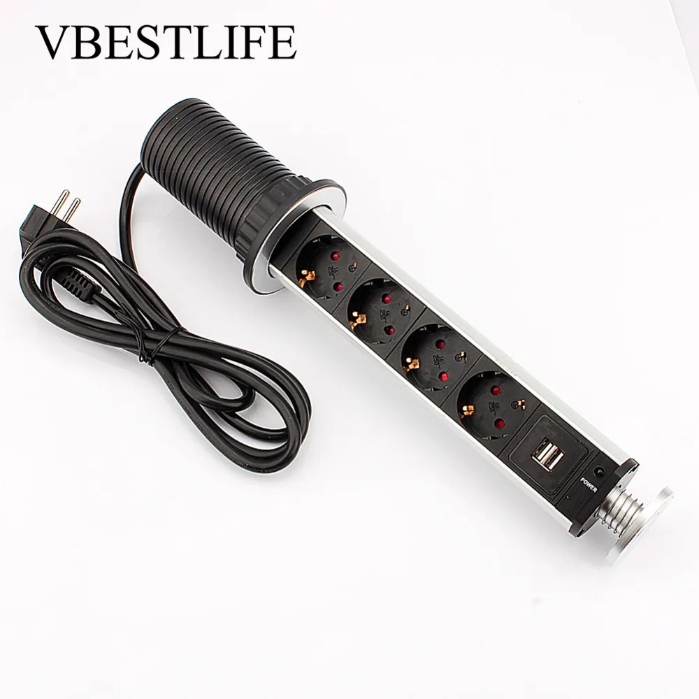 Портативная настенная розетка с USB выдвижная европейской вилкой Офисная