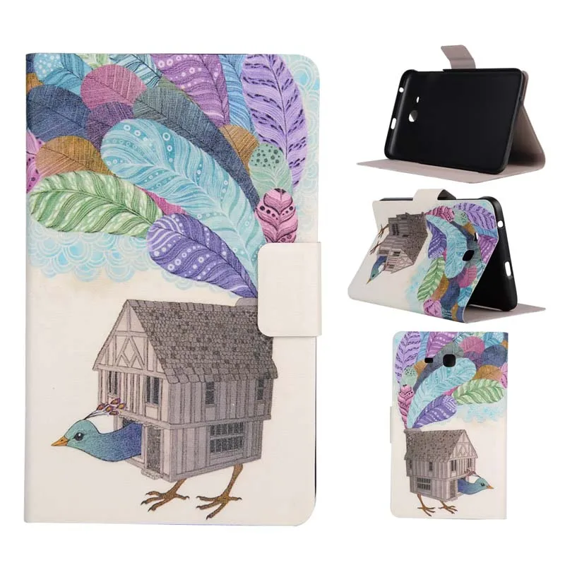 Тонкий откидной Чехол подставка из искусственной кожи с рисунком чехол для Samsung