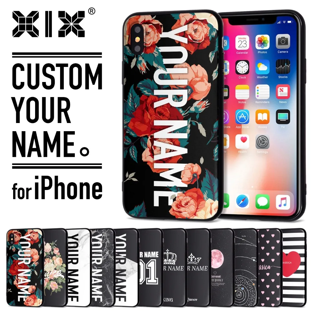 

XIX DIY Case for iPhone 5 6 7 8 Plus XS 11 Pro Max XR Customized Soft TPU Cover for iPhone 7 Case Name Custom for iPhone X Case