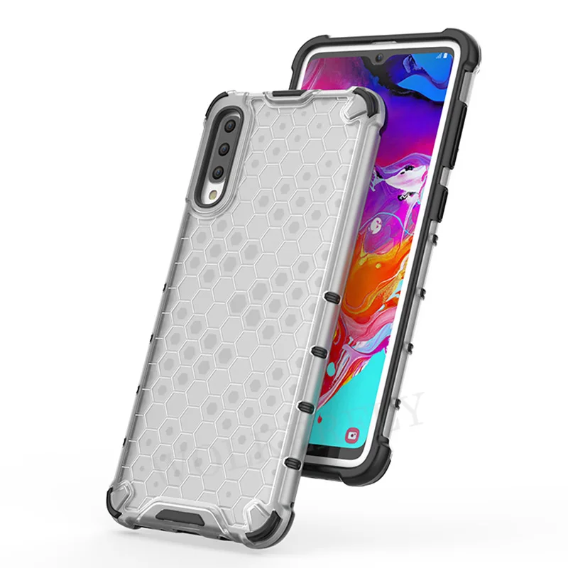 Гибридный чехол-накладка из ТПУ+ ПК чехол для samsung Galaxy A10 A20 A30 A40 A50 A70 M10 M20 M30 S10E S10 Примечание 10 плюс Вафельная Ткань Прозрачный чехол для телефона