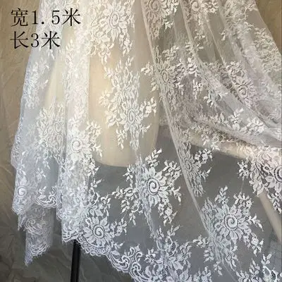 white 3 м белый/черный изысканное кружево с ресничками отделка цветочный Шантильи кружево ткань для DIY платье одежда аксессуары - Цвет: white