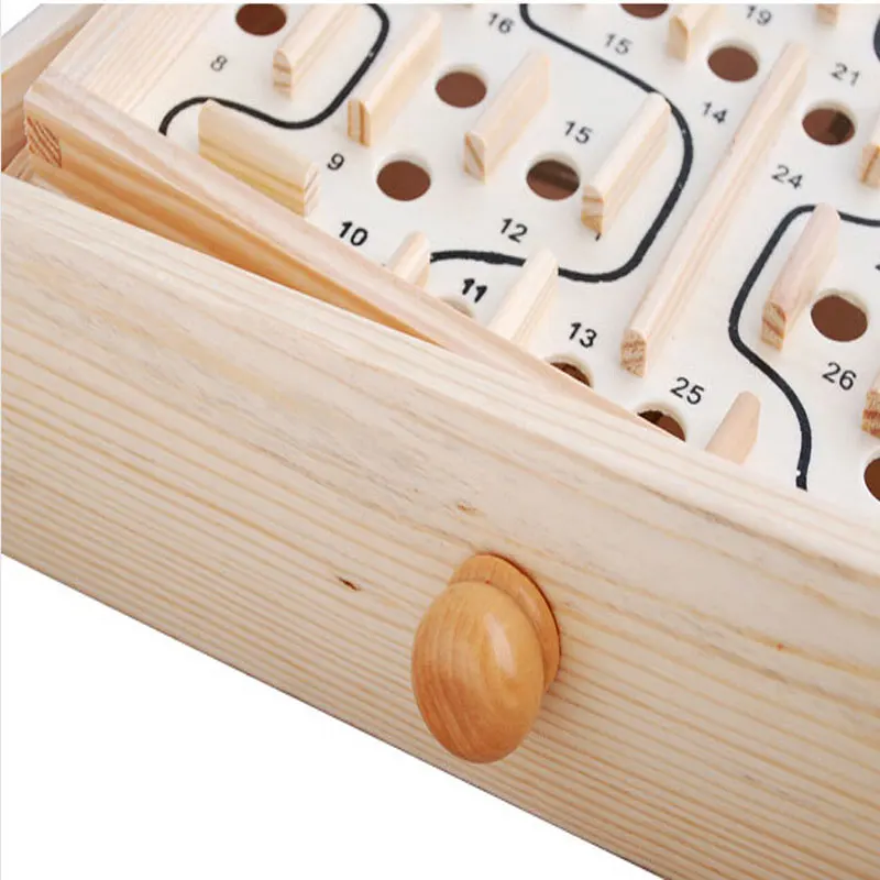 Мини-Деревянный Лабиринт Настольные Игры мяч В Головоломки Игрушки Ручной Детей
