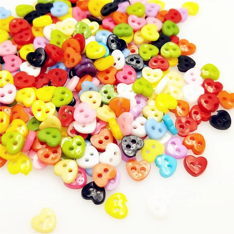 6 мм 100 шт./лот полимерные Швейные мини пуговицы Скрапбукинг сердечки Смешанные 2