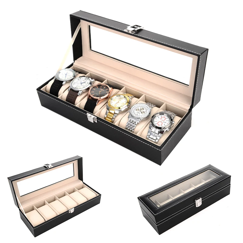 

6 Grids Handmade Watch Box Clock Box Time Box Watch Case for Watch Holding