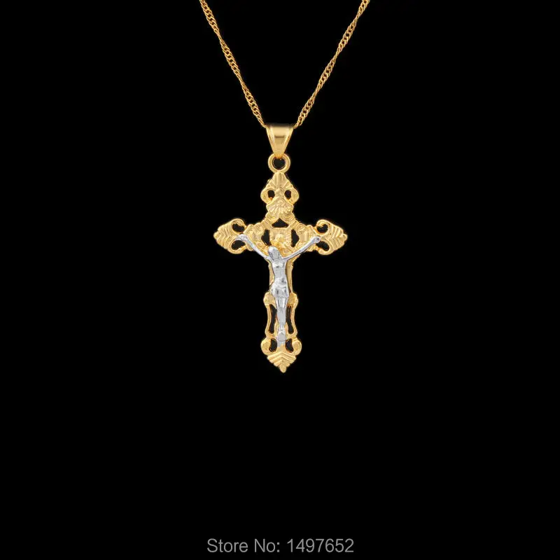 Подвеска Jesus Cross ожерелье для женщин и мужчин/золото модное распятие ювелирные