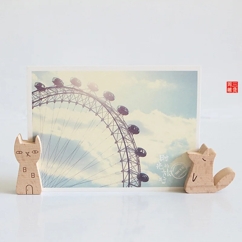 JIANWU Cute animal wooden message folder photo clip cartoon note card holder product display board base | Канцтовары для офиса и