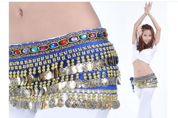 1 шт./лот костюмы для танца живота 228 блесток монеты бархатный хип шарф