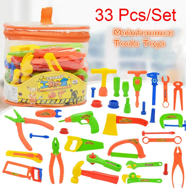 33 Pcs/Set Kids Pretend Play House Toy Maintenance Tools Portable Children Toolbox Simulation Repair Educational Toys | Игрушки и хобби