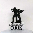Индивидуальный заказ Mr  Mrs фамилия свадебный торт Топпер с винтовкой пистолет, уникальные и крутые свадебные украшения, торт поставки