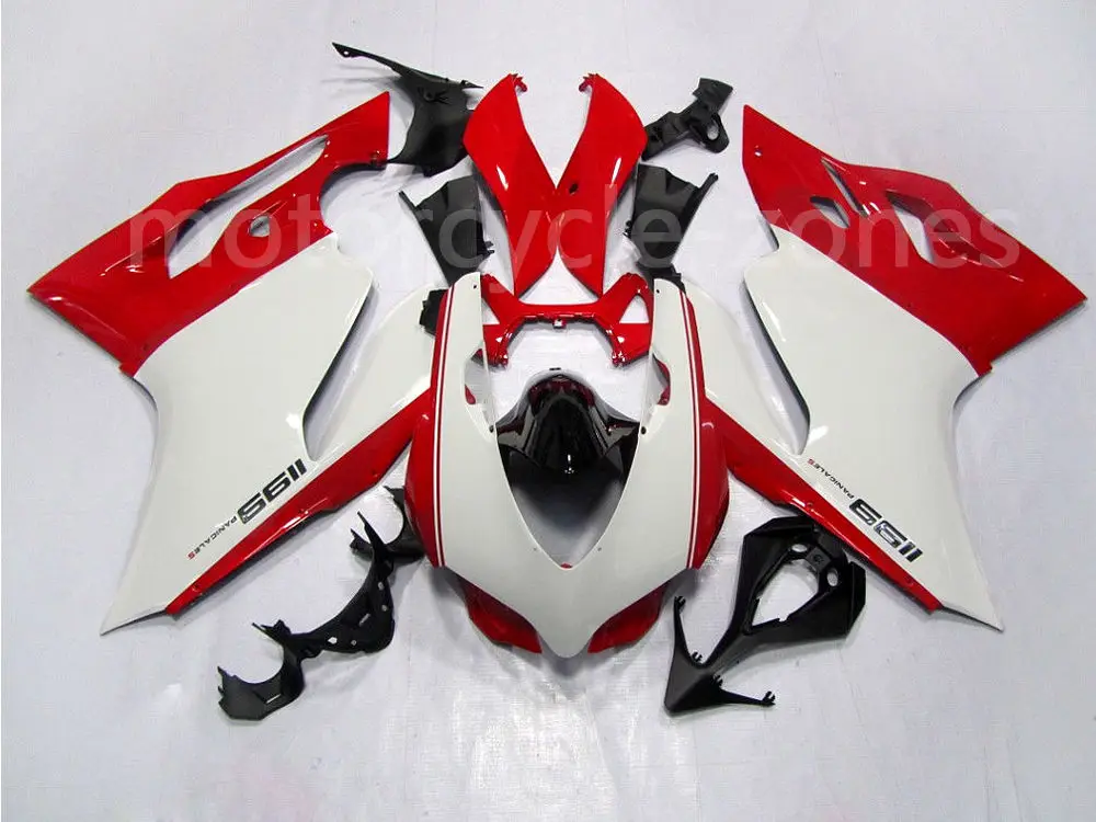 Красный Белый ABS Пластиковый обтекатель обтекателя впрыска комплект для Ducati 1199 899