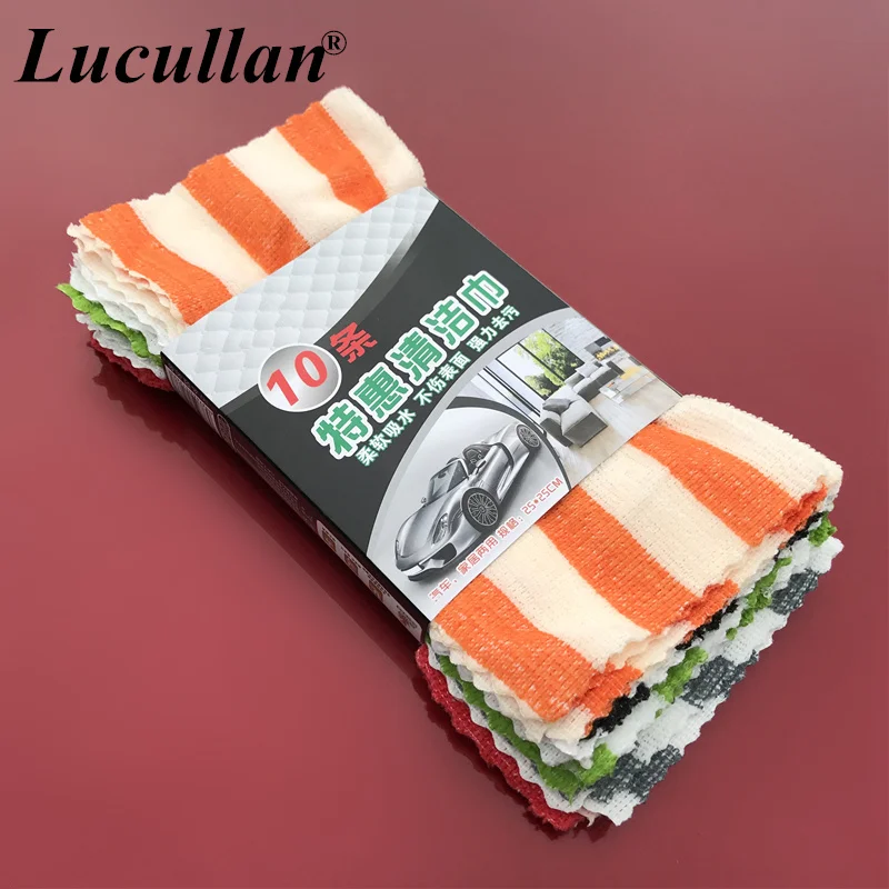 Lucullan выбранные Полотенца микс Цвет 10 шт./партия 25X25 см чистящая ткань из микрофибры для двигателя, шин, выхлопная труба, запачканные места
