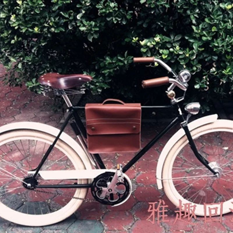 

E0998 Retro bicycle crossbeam bag Pure cowhide Upper tube package bike hang pack bag /briefcase bicycle equipment