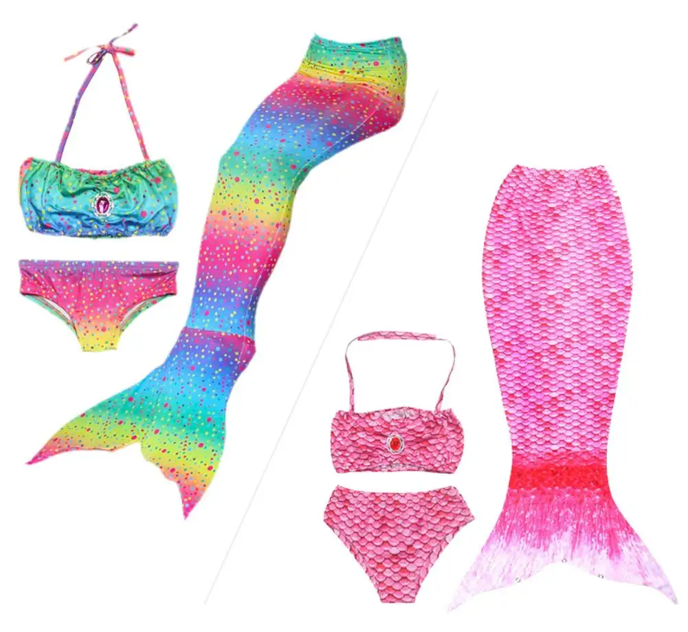 3 шт. купальник с хвостом Русалочки для девочек детский купальный костюм рыбьим