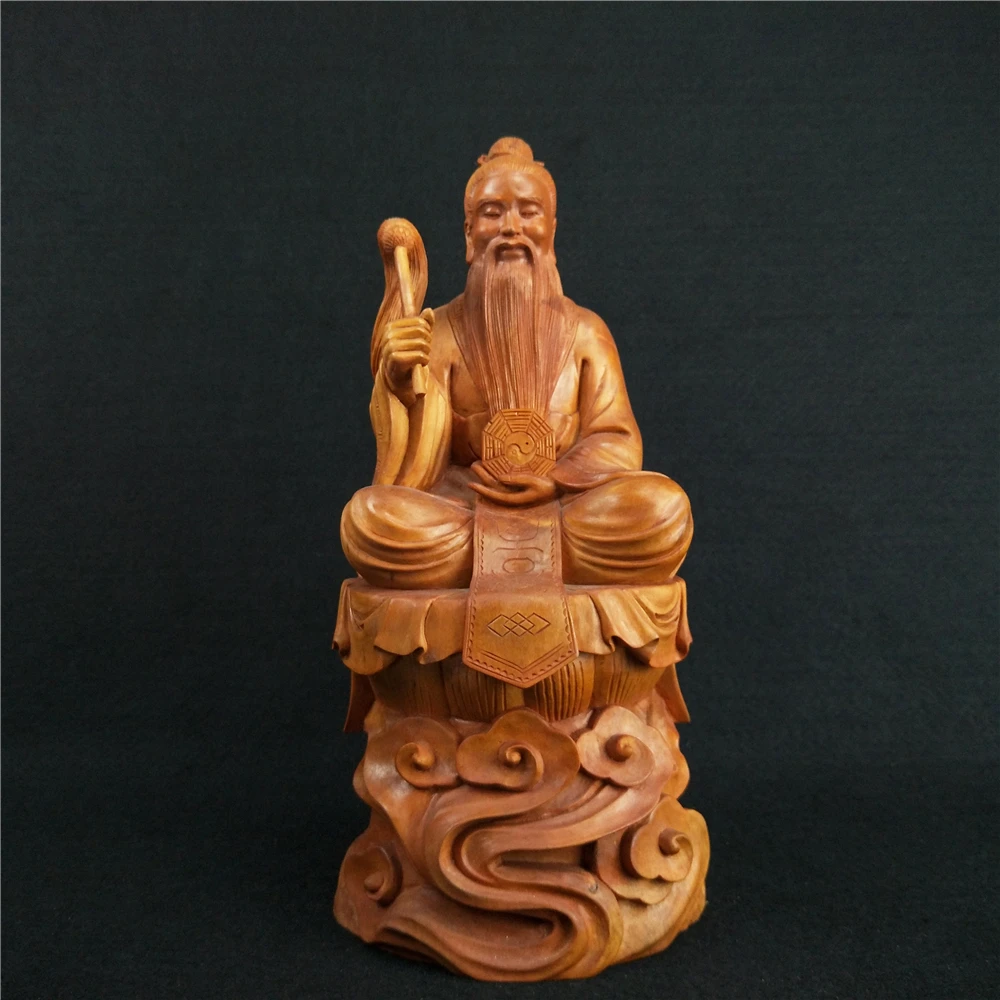 Резьба по дереву 25 см фигурка индивидуального Taoism Laozi офисные принадлежности