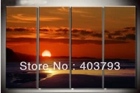 4pc sunrise over the sea wall decorative modern art oil painting no stretched free shipping