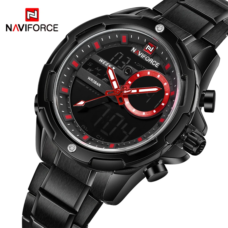 Мужские часы лучший люксовый бренд NAVIFORCE мужские спортивные кварцевые цифровые