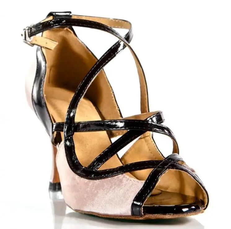 pink heel 7.5cm Леопардовая обувь для латинских танцев; женская Обувь для бальных танцев; женская обувь; удобная обувь для сальсы; низкая цена; JuseDanc - Цвет: pink heel 7.5cm
