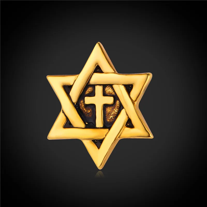 

Star of David Brooches for Women Jewish Jewelry fashion 2016 New Gold Color Magen Star Brooch Lapel Pin Men Gift B2127