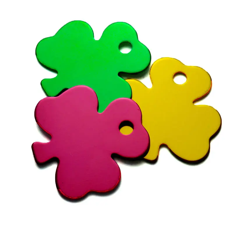 

20PCS CLOVER Shape Tags Customizd Personalized Design Aluminum Custom Engraved Pet supplies Name Phone Number Pet Dogs ID