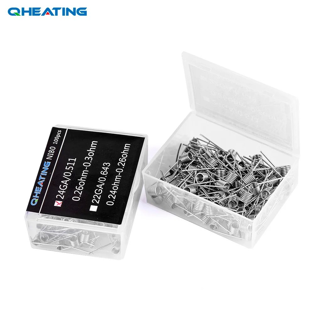 Qheating NI80 24ga/22ga 100 шт. электронная сигарета RDA атомайзер вата проволока катушка готовая к использованию.