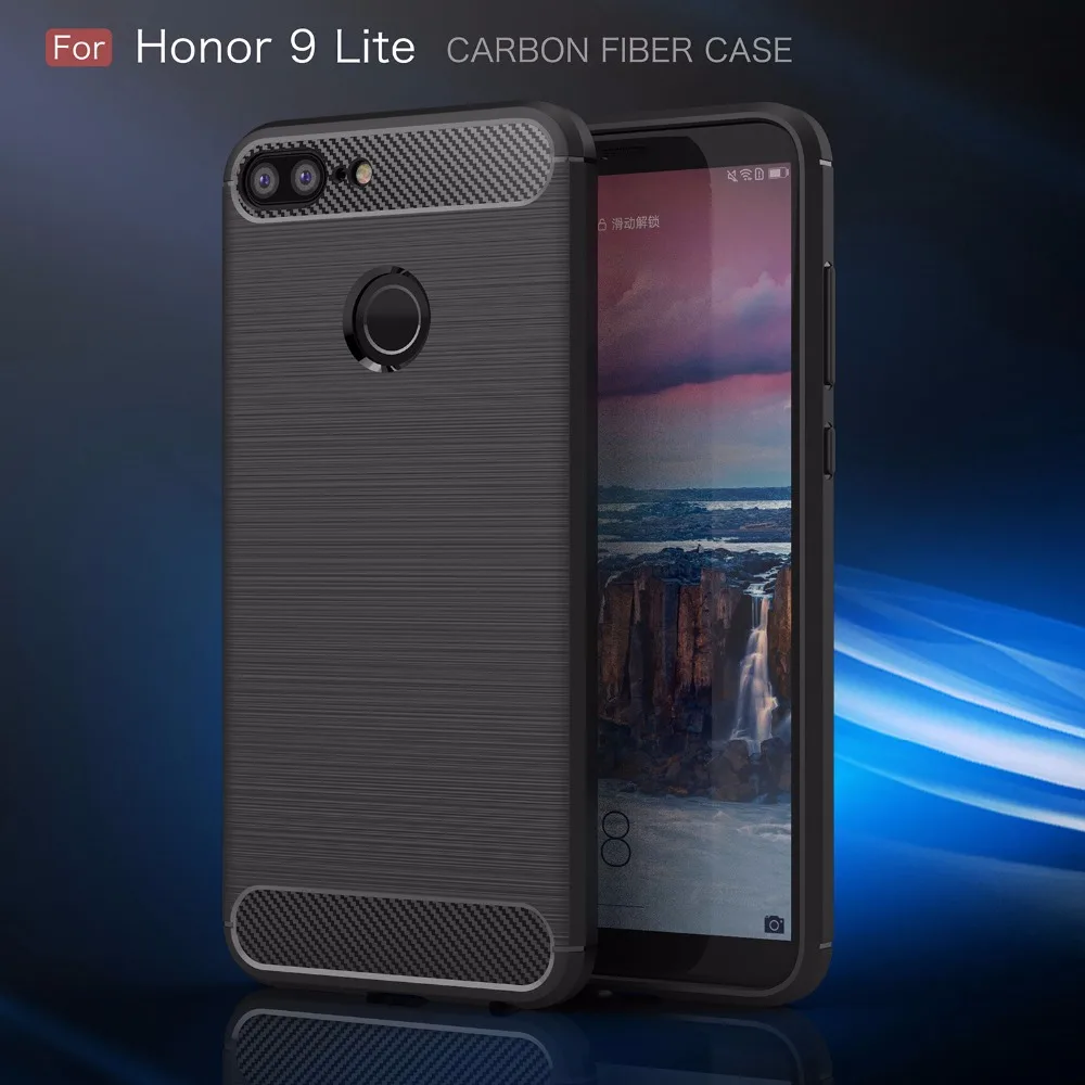 For Huawei Honor 9 Lite Cases Cover Carbon Fiber Texture Brushed Soft Silicone TPU Back for 5.65 inch |