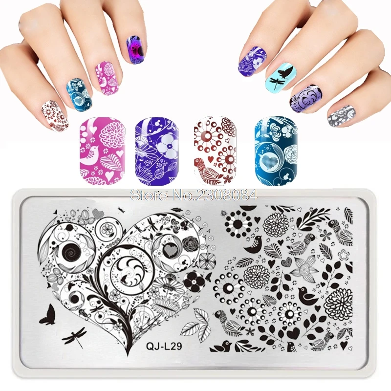 2018 Новый 6*12 см цветок для ногтей нюдовой коллекции пластины стемпинга трафарет